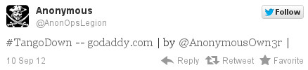 Go Daddy sufre un gran ataque por parte de un miembro de Anonymous Go Daddy sufre un gran ataque por parte de un miembro de Anonymous