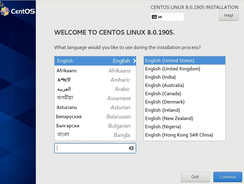 Bienvenido a CentOS Linux - Pantalla de Bienvenida